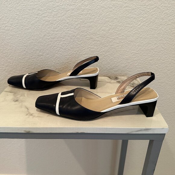 Talbots Navy and White Slingback Shoe - Picture 4 of 5